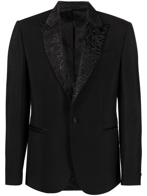 Rhinestone-embellished single breasted blazer - Black