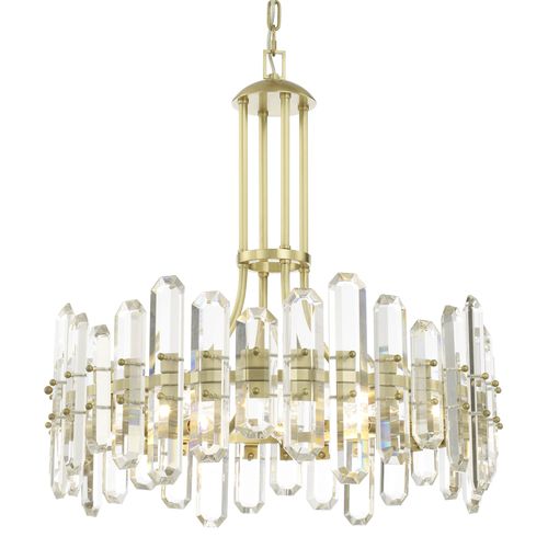 Bolton 6-Light 26" Transitional Chandelier in Aged Brass with Faceted Crystal Elements Crysta