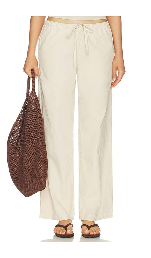 VIR VITA Siena Cotton Poplin Pant in Beige. M. Also in L, S