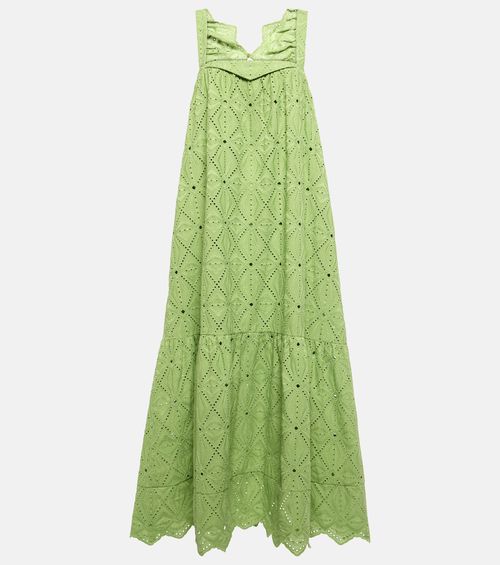 Embroidered cotton-blend maxi dress