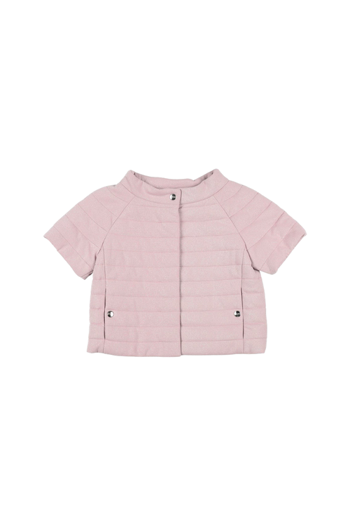 Quilted Short-Sleeve Jacket — Pink