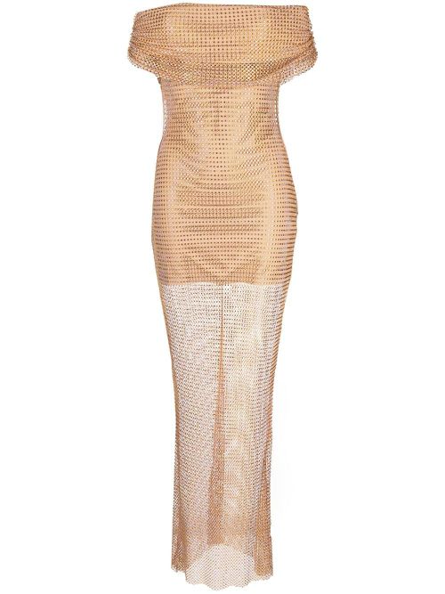 Rhinestone-embellished maxi-dress - Metallic