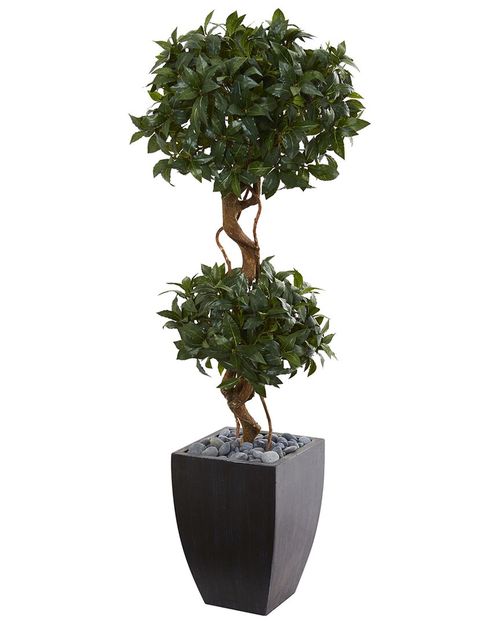 4.5Ft Sweet Bay Artificial Double Topiary Tree In Planter