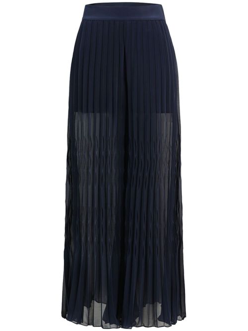 Smocked-panelling plissé maxi skirt - Blue
