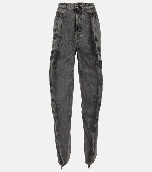 Paneled straight jeans