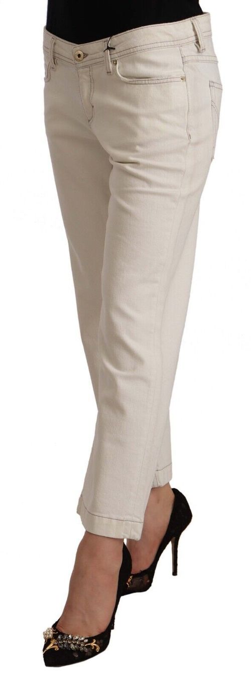 Cotton-Blend Cropped Jeans — White
