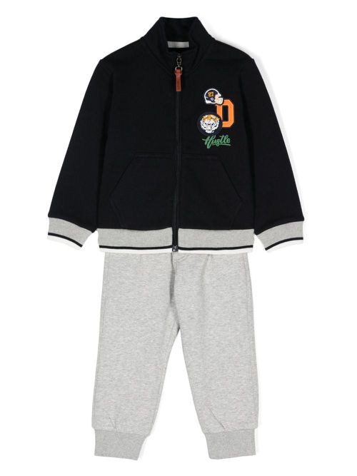 Patch-detail jersey tracksuit - Grey