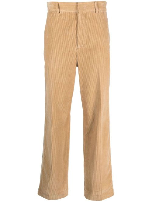 Crochet-stripe cotton corduroy trousers - Neutrals