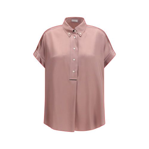 Silk Short-Sleeved Shirt — Pink