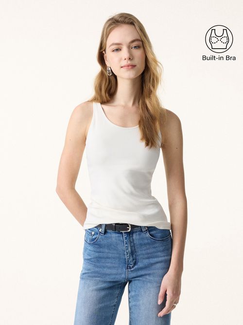 Cotton Lyocell U-Neck Brami Tank - Ivory