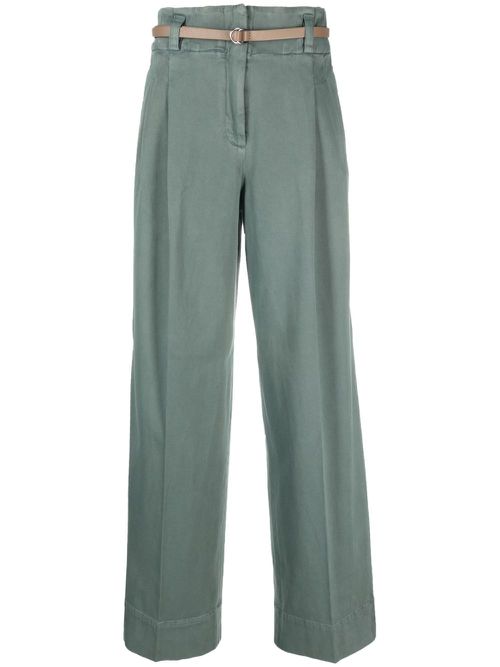 High-waisted wide-leg trousers - Green
