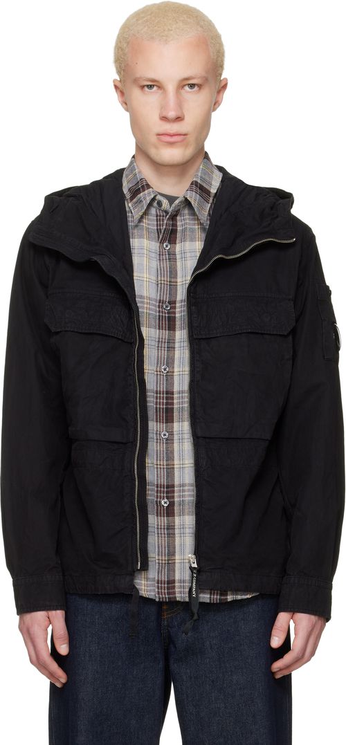 Black Micro-Reps Hooded Lens Overshirt