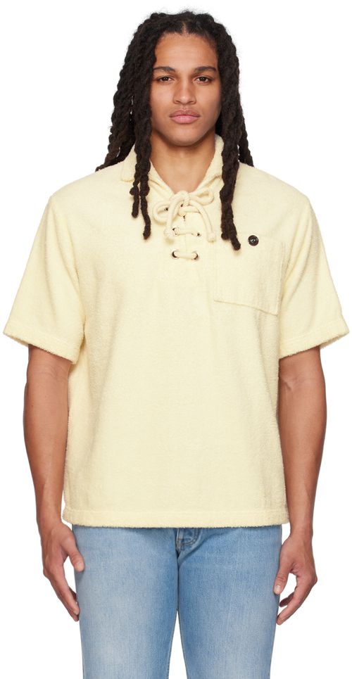 Yellow lace-up polo shirt