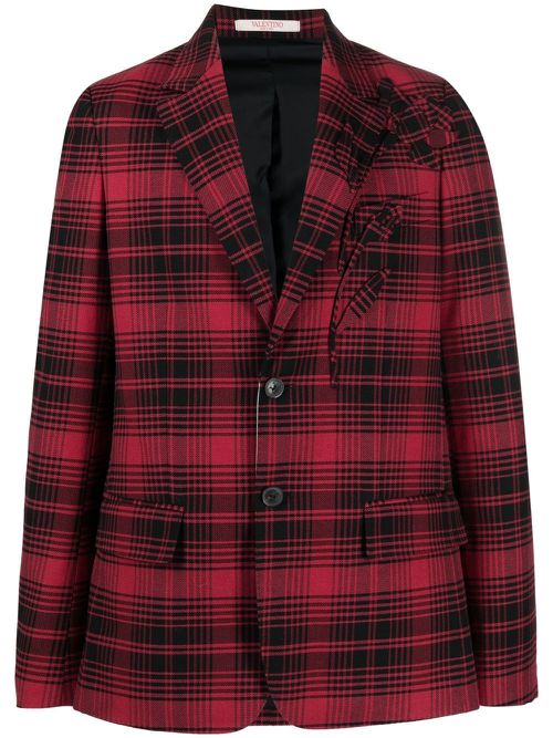 Checked single-breasted blazer - Red