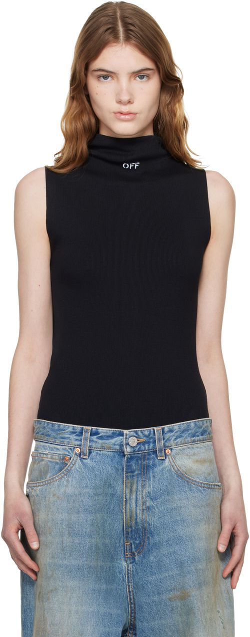 Black 'OFF' Stamp Rib Bodysuit