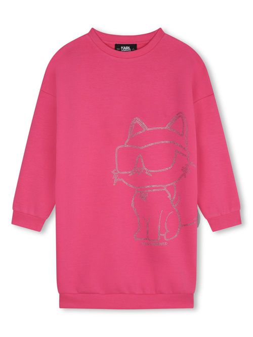Choupette-print crew-neck dress - Pink
