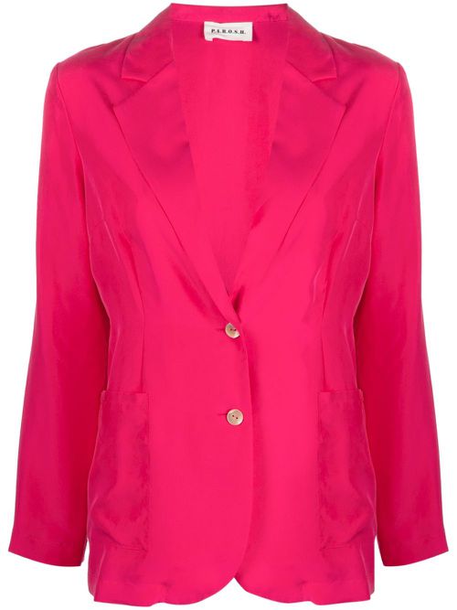 Single-breasted silk-blend blazer - Pink