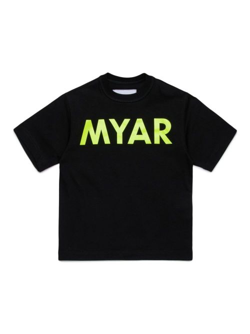 MYAR KIDS logo-print T-shirt - Black