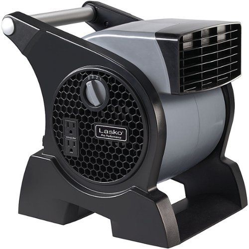Pro-Performance High Velocity Case Utility Fan with Integrated Power Outlets - Gray/Black