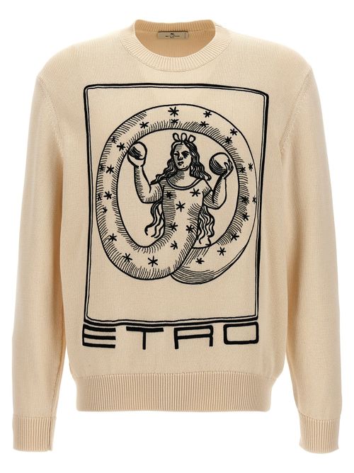 Embroidered Logo Cotton Sweatshirt — Beige