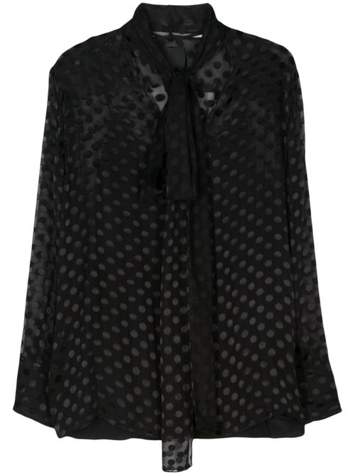 Polka dot-devoré blouse - Black