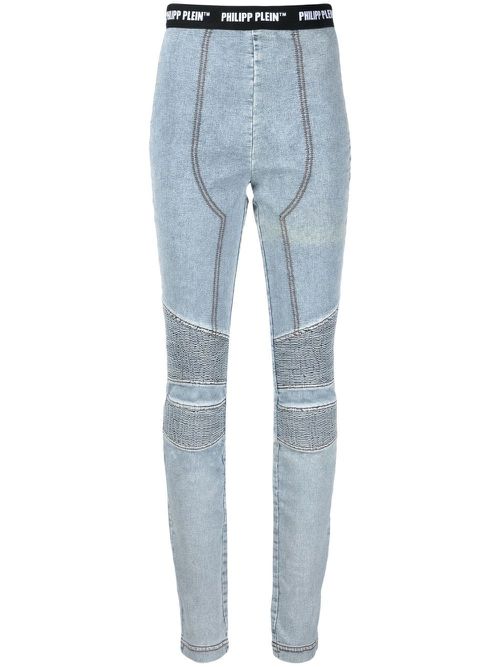 Logo-waistband jeggings - Blue