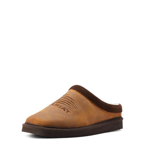 Men's Patriot Square Toe Slipper Shoes in Dusty Bown Suede, D Medium Width, Size 8, by