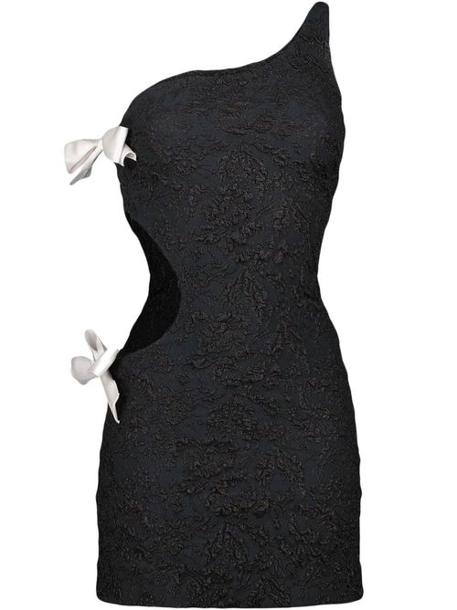 One-shoulder bow-detail dress - Black