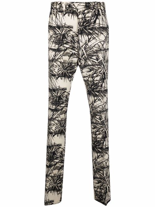 Graphic-print flared trousers - Neutrals