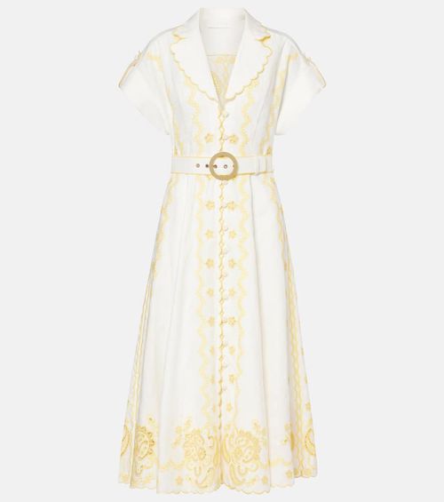 Lucky embroidered linen midi dress