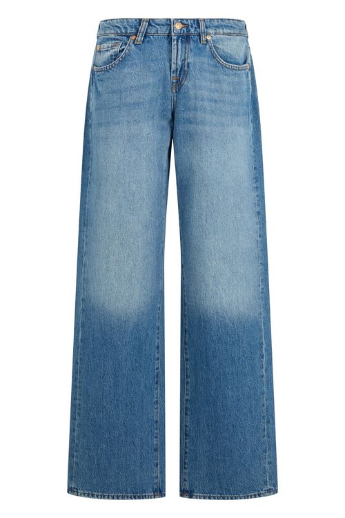 Women's Wide-Leg Denim Jeans with Easy-Adjust Waist Loops