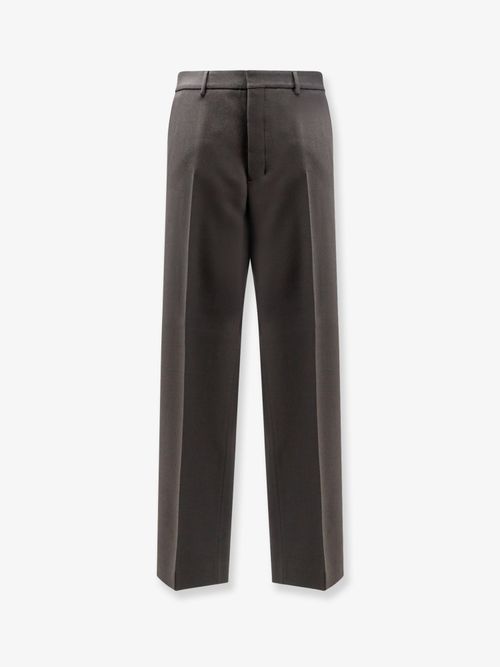 Virgin Wool Wide-Leg Trousers — Gray