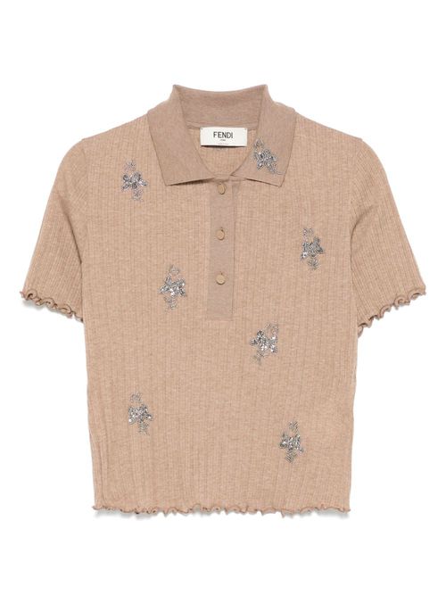 FENDI short-sleeve cropped polo top - Brown