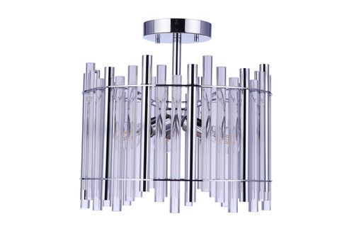Chrome Three Light Semi Flush Mount from the Reveal Collection