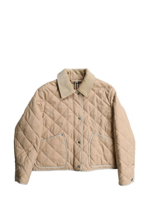 Quilted classic-collar jacket - Neutrals