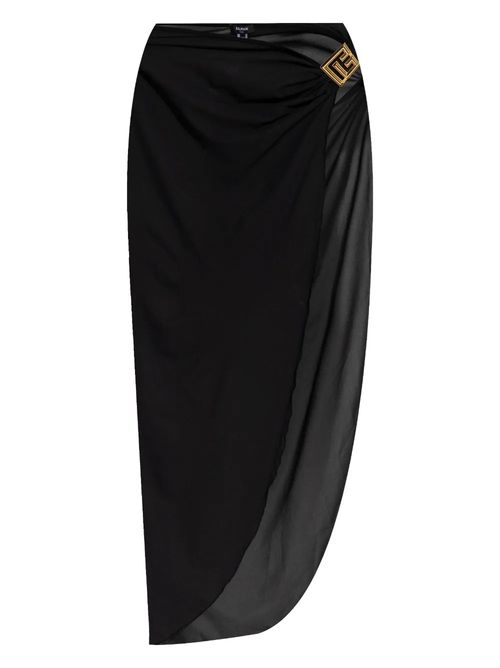 Draped Sheer Beach Cover-Up — Black