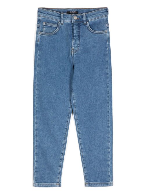Straight-leg cotton-blend jeans - Blue