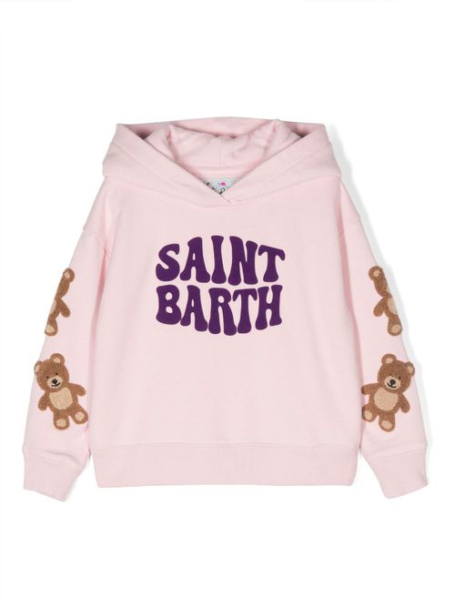 Logo-flocked cotton hoodie - Pink