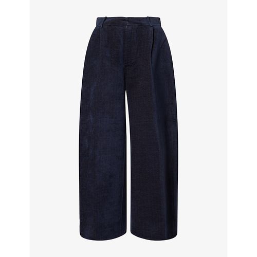 Womens Elen Barrel-Leg Cotton-Blend Trousers