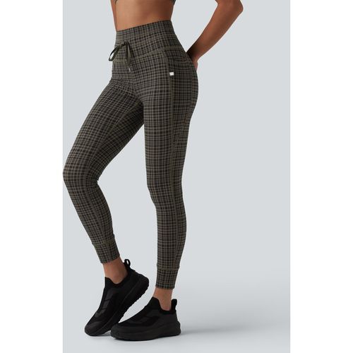 Halara Halara UltraSculpt™ Check Plaid Print High Waisted Drawstring Yoga Leggings with Pockets - Sandstone Check Plaid - XLfull_length