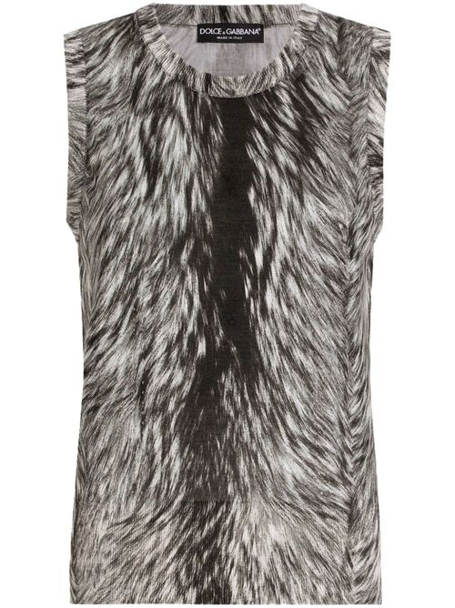 Fur-print tank top - Brown