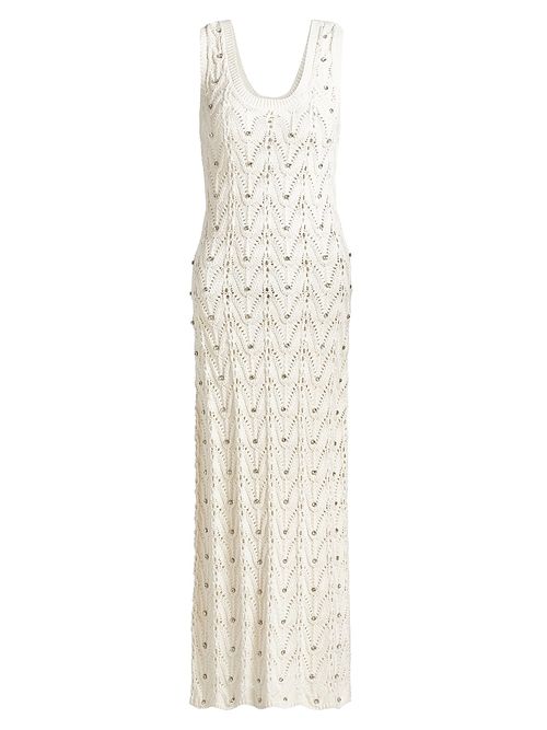 Women's Vincent Crystal Pointelle-Knit Maxi Dress - Natural