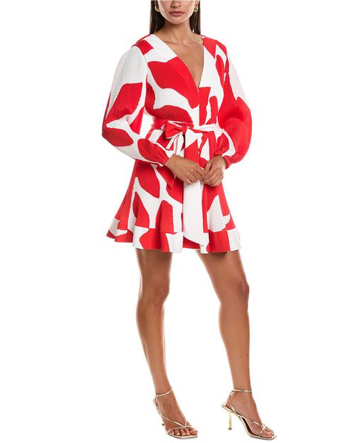 Milly Liv Grand Foliage Pleated Mini Dress