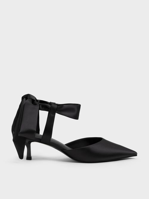 Charles & Keith - Satin Tie-Around Pointed Kitten Heels
