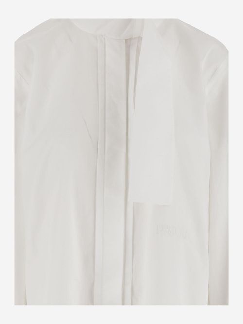 High Collar Cotton Ascot Shirt — White