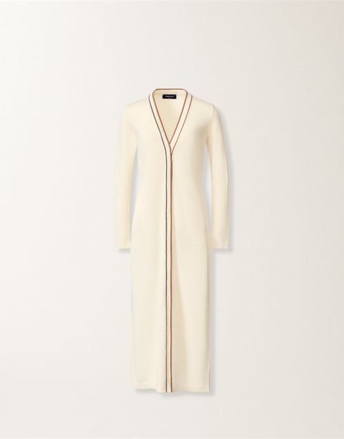 Long cardigan in organic cotton, butter, and wicker