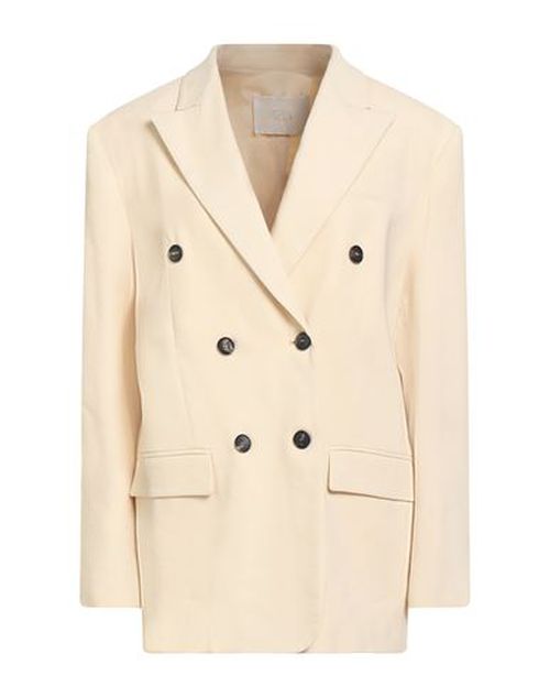 Woman Blazer Beige Size 2 Viscose, Linen, Elastane