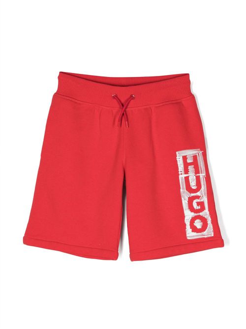 Logo-patch drawstring shorts - Red