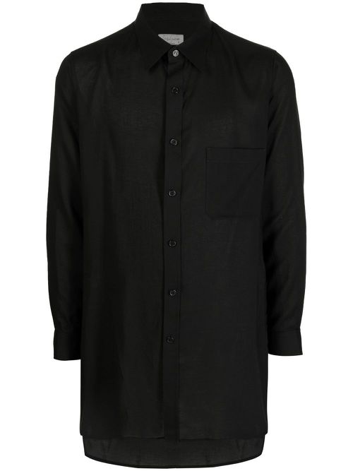 Chest-pocket long-sleeve shirt - Black