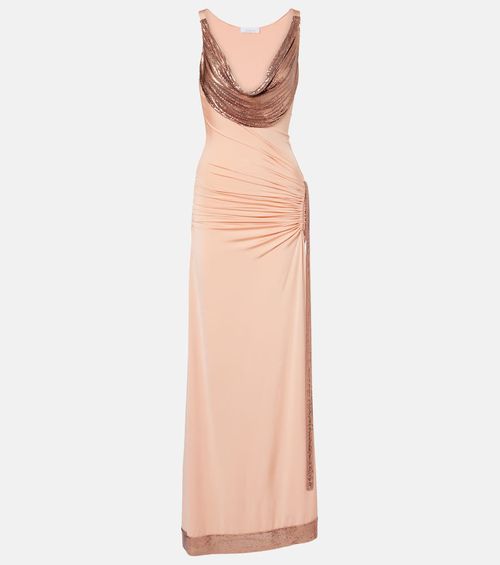 Chainmail satin gathered gown